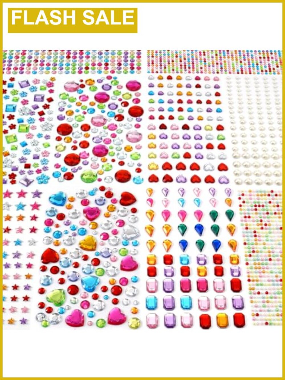 Self-Adhesive Acrylic Gem Stickers for Crafts, 2774pcs